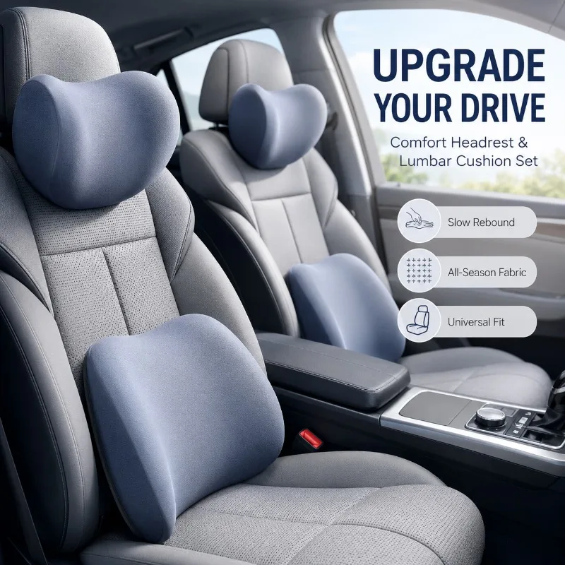 Car Seat Cushion Memory Foam - Car Neck Pillow Protector Memory Foam