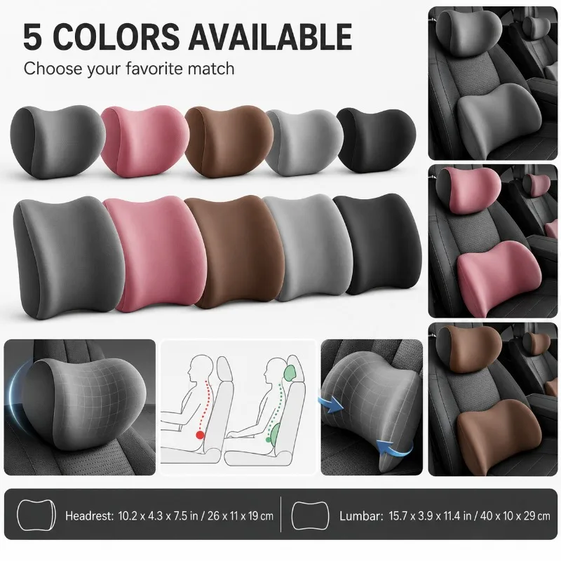 Car Seat Cushion Memory Foam - Car Seat Accessories Car Headrest Memory