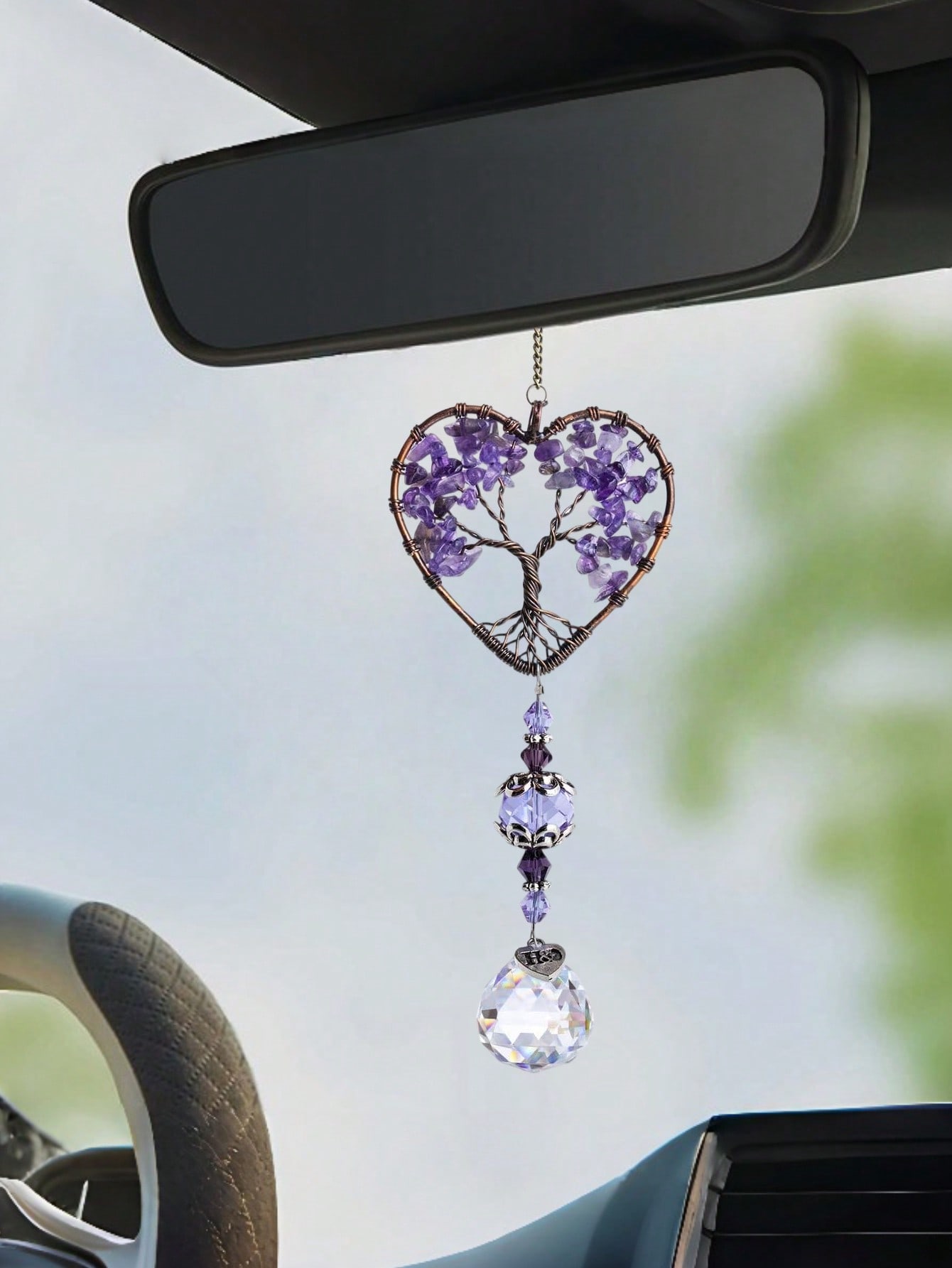 Heart Amethyst Tree of Life Ca - đánh giá và giá Car Accessories Evil Eye