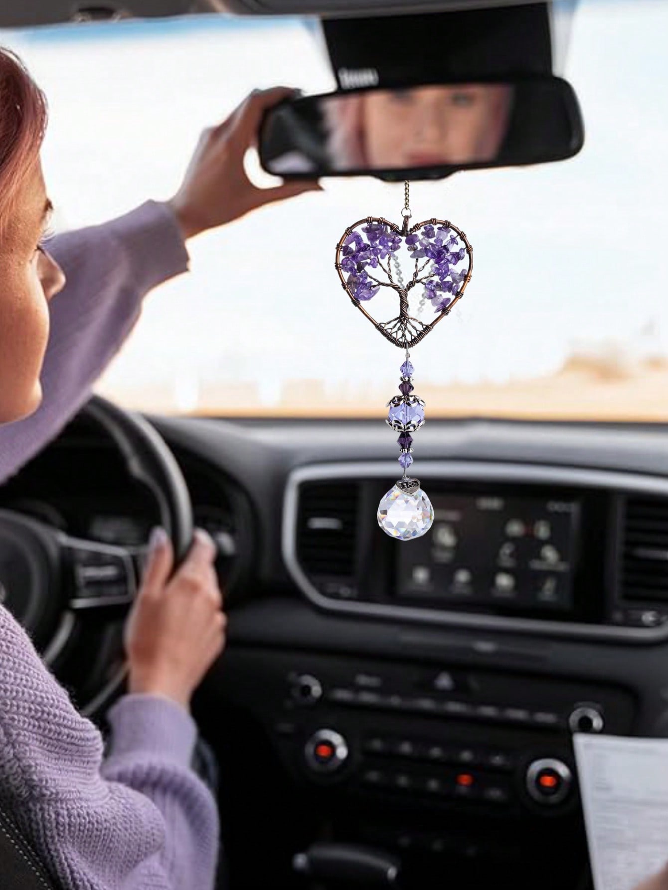 Heart Amethyst Tree of Life Ca - đánh giá và giá Car Accessories Evil Eye
