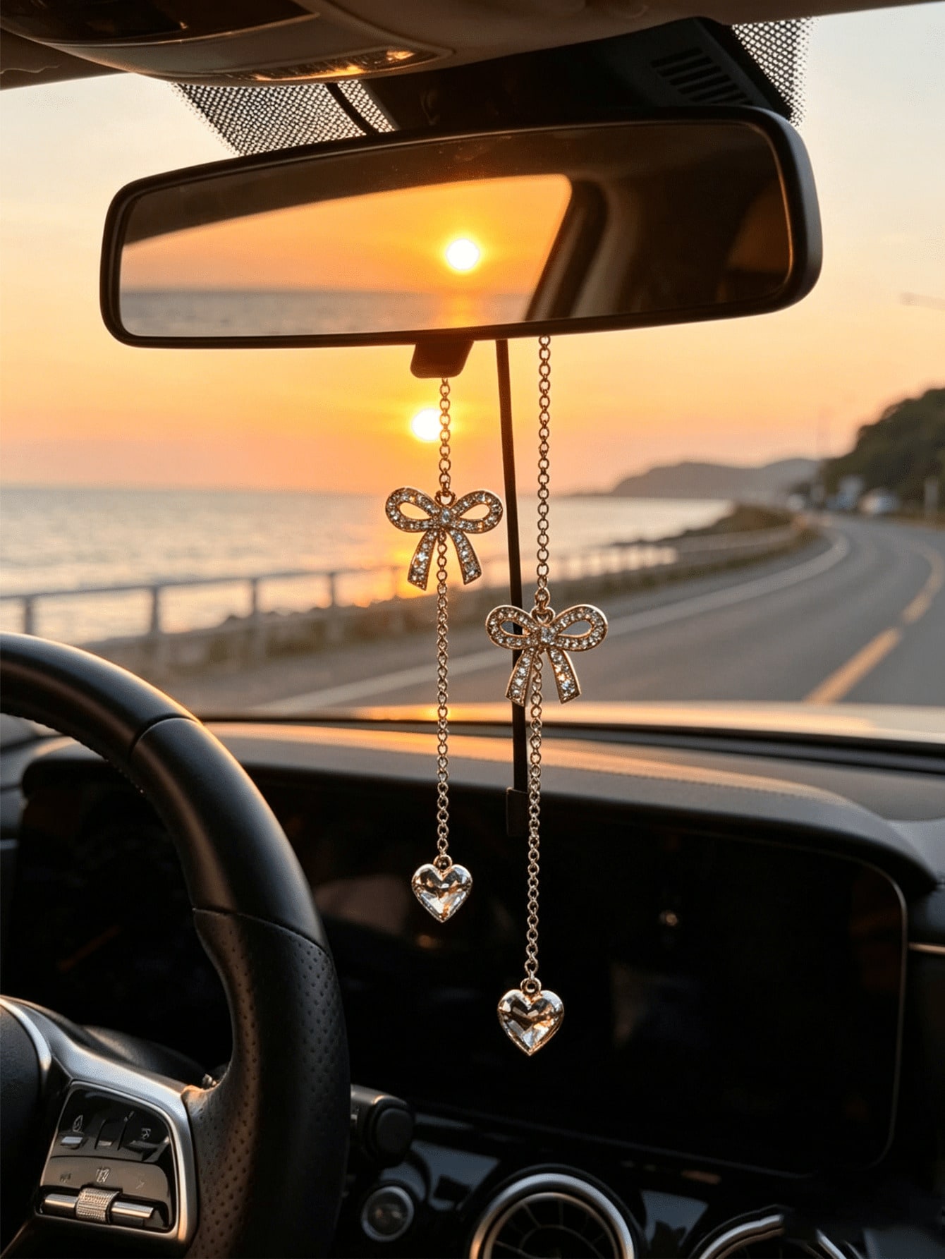 Gold Chain Rhinestone Heart Bo - đánh giá và giá Car Accessories Evil Eye
