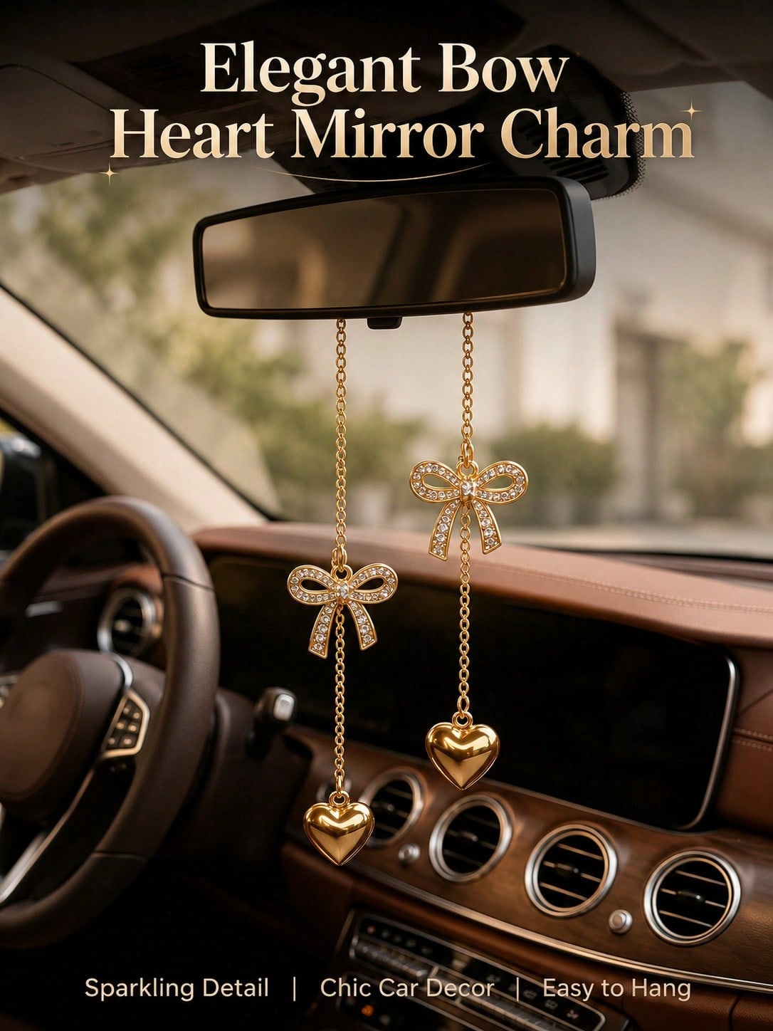 Gold Chain Rhinestone Heart Bo - đánh giá và giá Car Accessories Evil Eye